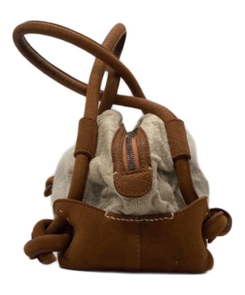 genten（ゲンテン）genten (ゲンテン) レザーキャンパストートバッグ ブラウンの古着・服飾アイテム