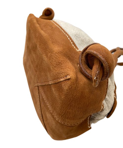 genten（ゲンテン）genten (ゲンテン) レザーキャンパストートバッグ ブラウンの古着・服飾アイテム