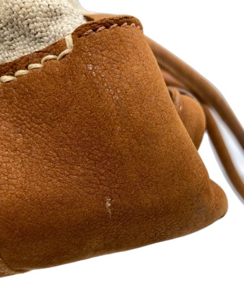 genten（ゲンテン）genten (ゲンテン) レザーキャンパストートバッグ ブラウンの古着・服飾アイテム