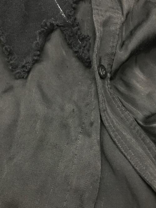 Y's（ワイズ）Y's (ワイズ) レーヨンサテン アーガイル 刺繍 フライ ブラウス ブラック サイズ:2の古着・服飾アイテム