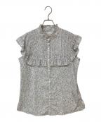 JUSGLITTYジャスグリッティー）の古着「小花フリルブラウス」｜グリーン