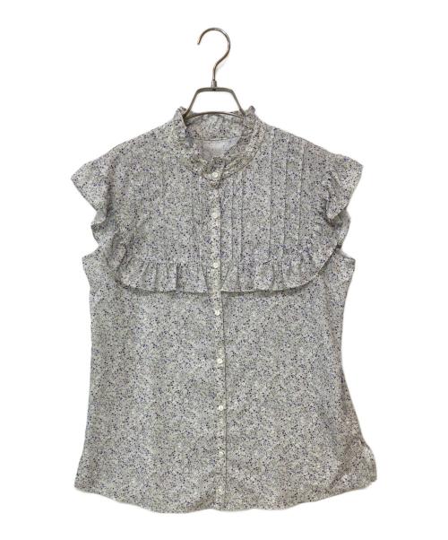 JUSGLITTY（ジャスグリッティー）JUSGLITTY (ジャスグリッティー) 小花フリルブラウス グリーン サイズ:2の古着・服飾アイテム