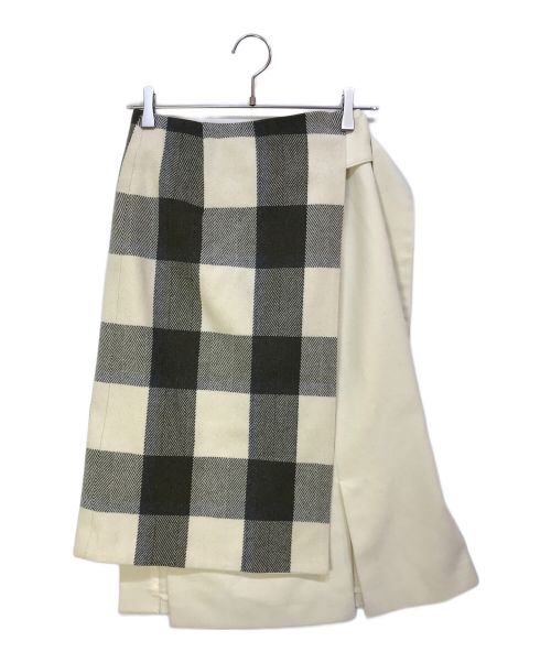 ADORE（アドーア）ADORE (アドーア) トスカニアチェックアシンメトリースカート ホワイト×グレー サイズ:36の古着・服飾アイテム