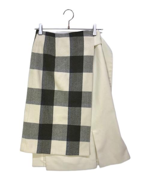 ADORE（アドーア）ADORE (アドーア) トスカニアチェックアシンメトリースカート ホワイト×グレー サイズ:36の古着・服飾アイテム