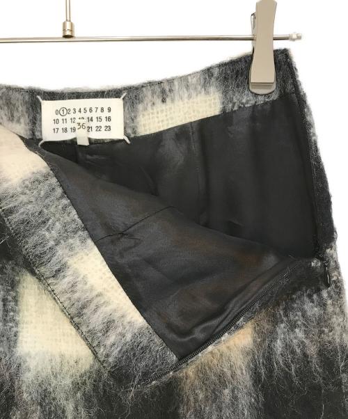 Maison Margiela（メゾンマルジェラ）Maison Margiela (メゾンマルジェラ) モヘアチェック柄スカート グレー サイズ:36の古着・服飾アイテム