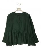 maison de soilメゾンドソイル）の古着「長袖コットンブラウス」｜グリーン