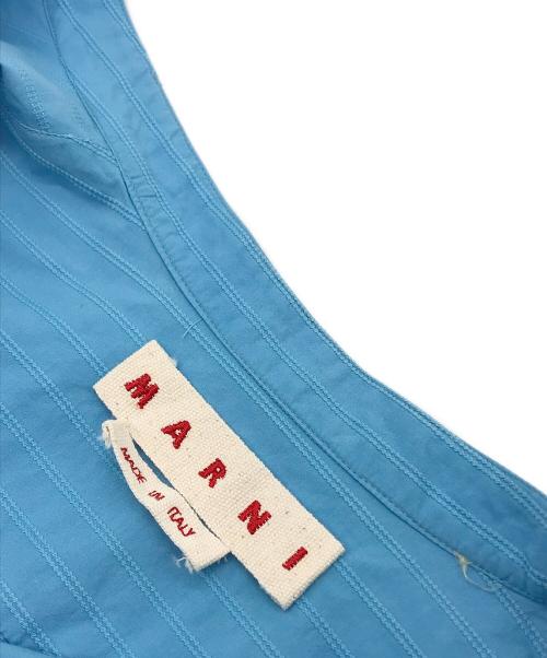 MARNI（マルニ）MARNI (マルニ) スタンドカラーラッフルブラウス スカイブルー サイズ:40の古着・服飾アイテム