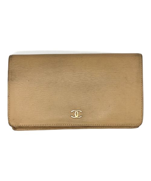 CHANEL（シャネル）CHANEL (シャネル) 二つ折り長財布 ベージュ サイズ:-の古着・服飾アイテム