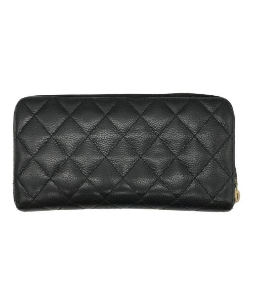 CHANEL（シャネル）CHANEL (シャネル) マトラッセキャビアスキンラウンドジップウォレット ブラック サイズ:-の古着・服飾アイテム