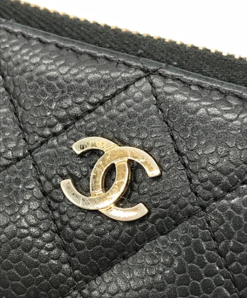 CHANEL（シャネル）CHANEL (シャネル) マトラッセキャビアスキンラウンドジップウォレット ブラック サイズ:-の古着・服飾アイテム