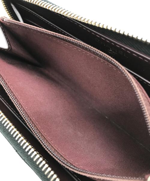 CHANEL（シャネル）CHANEL (シャネル) マトラッセキャビアスキンラウンドジップウォレット ブラック サイズ:-の古着・服飾アイテム