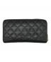 CHANEL (シャネル) マトラッセキャビアスキンラウンドジップウォレット ブラック サイズ:-：35000円
