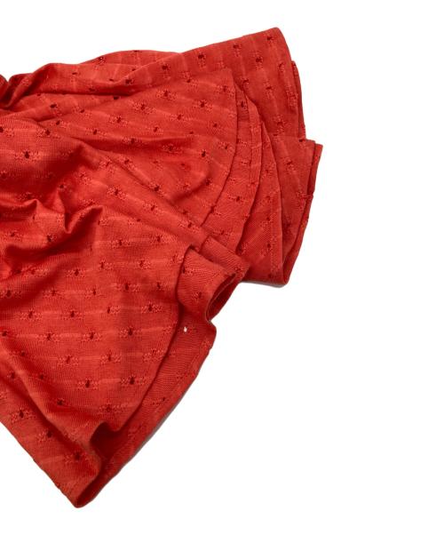 beautiful people（ビューティフルピープル）beautiful people (ビューティフルピープル) フリルスリーブカットソー レッド×ベージュ サイズ:36の古着・服飾アイテム