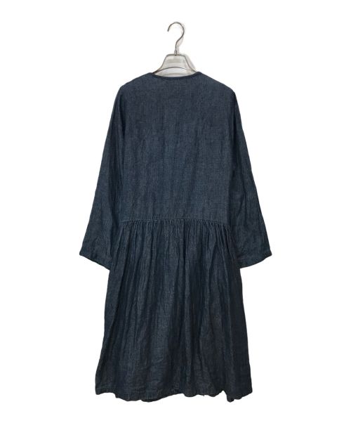 nest Robe（ネストローブ）nest Robe (ネストローブ) インディゴ染めカシュクールリネンワンピース インディゴ サイズ:-の古着・服飾アイテム