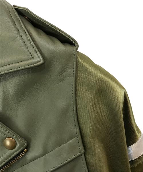 blackmeans（ブラックミーンズ）blackmeans (ブラックミーンズ) TRENCH COAT / トレンチコート / 切替レザーコート 945-77TJ349-1 オリーブ×グリーン サイズ:4の古着・服飾アイテム