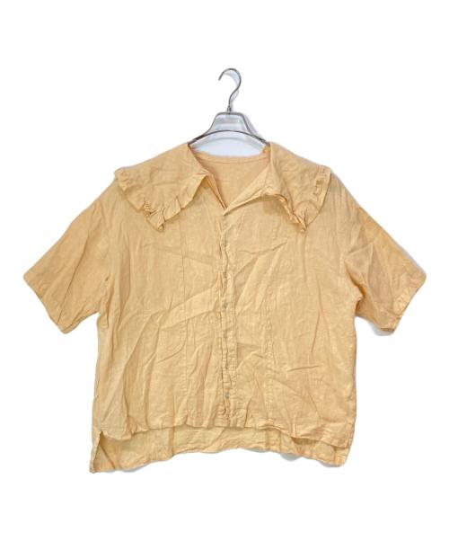 nest Robe（ネストローブ）nest Robe (ネストローブ) リネン天然染め ケープカラーブラウス オレンジ サイズ:Fの古着・服飾アイテム