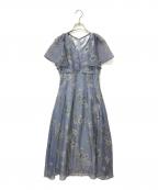 MERCURY DUOマーキュリーデュオ）の古着「レイヤードライクフラワープリントワンピース」｜ブルー