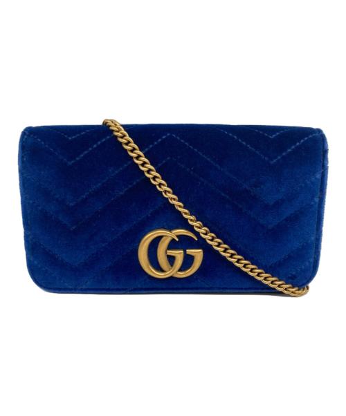 GUCCI（グッチ）GUCCI (グッチ) スモールチェーンショルダーバッグ ブルーの古着・服飾アイテム