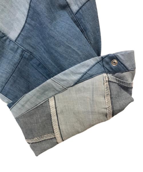 KUON（クオン）KUON (クオン) Denim Patchwork Kimono Sleeve Hooded Blouson ブルー サイズ:XLの古着・服飾アイテム