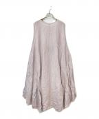 nest Robeネストローブ）の古着「リネン サークルヘムノースリーブワンピース」｜ピンク