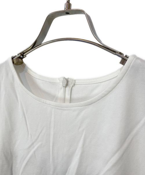 BLUE LABEL CRESTBRIDGE（ブルーレーベルクレストブリッジ）BLUE LABEL CRESTBRIDGE (ブルーレーベルクレストブリッジ) ソフトハイゲージポンチティアードトップス ブラウン×ホワイト サイズ:38の古着・服飾アイテム