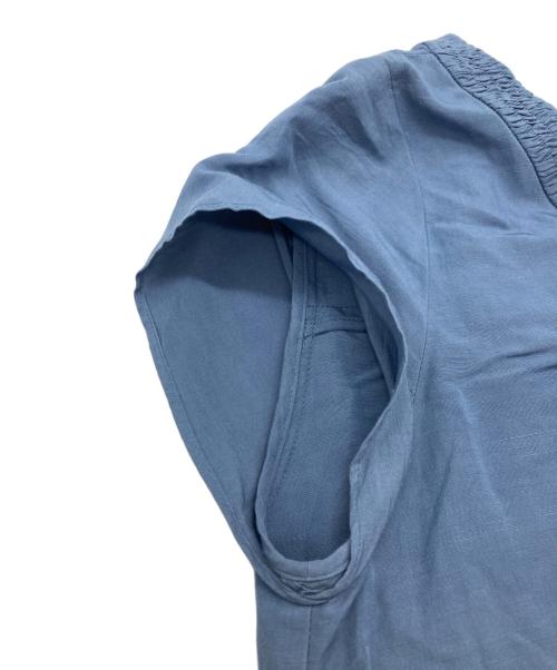 Spick and Span（スピック＆スパン）Spick and Span (スピックアンドスパン) リネン混シャーリングVワンピース ブルー サイズ:36の古着・服飾アイテム