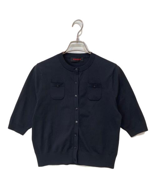 CABAN（キャバン）CABAN (キャバン) ファインポリエステル ハーフスリーブポケットカーディガン ブラック サイズ:Sの古着・服飾アイテム