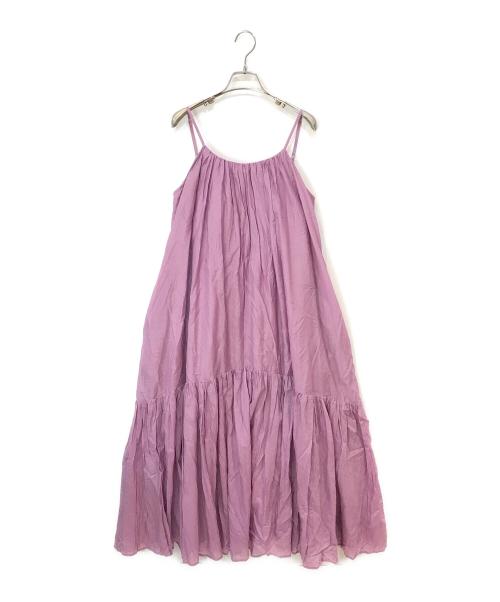 Estella.K（エステラケー）Estella.K (エステラケー) Dramatic summer belted dress バイオレット サイズ:Fの古着・服飾アイテム