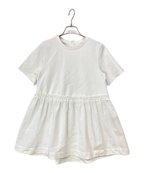 M-PREMIER（エムプルミエ）M-PREMIER (エムプルミエ) ポンチミックスウエストギャザーペプラムカットソー ホワイト サイズ:34の古着・服飾アイテム