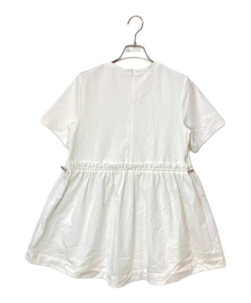 M-PREMIER（エムプルミエ）M-PREMIER (エムプルミエ) ポンチミックスウエストギャザーペプラムカットソー ホワイト サイズ:34の古着・服飾アイテム