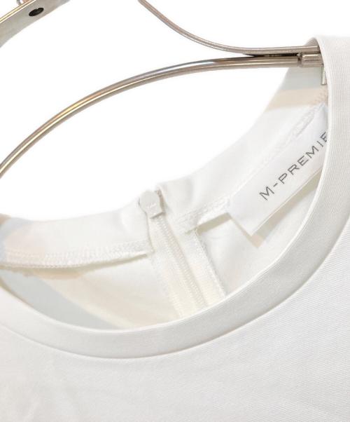 M-PREMIER（エムプルミエ）M-PREMIER (エムプルミエ) ポンチミックスウエストギャザーペプラムカットソー ホワイト サイズ:34の古着・服飾アイテム
