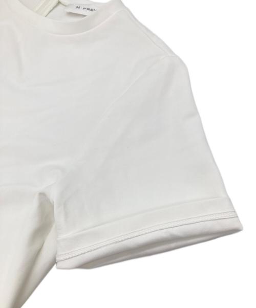 M-PREMIER（エムプルミエ）M-PREMIER (エムプルミエ) ポンチミックスウエストギャザーペプラムカットソー ホワイト サイズ:34の古着・服飾アイテム