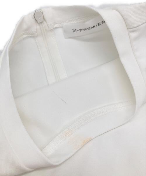 M-PREMIER（エムプルミエ）M-PREMIER (エムプルミエ) ポンチミックスウエストギャザーペプラムカットソー ホワイト サイズ:34の古着・服飾アイテム