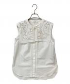 Mystrada×安西こずえマイストラーダ×アンザイコズエ）の古着「カットワーク衿ブラウス」｜ホワイト