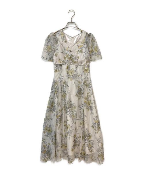 MERCURY DUO（マーキュリーデュオ）MERCURY DUO (マーキュリーデュオ) レイヤードライクフラワープリントワンピース イエロー×アイボリー サイズ:Sの古着・服飾アイテム