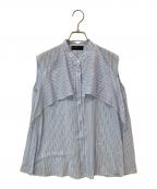 TOMORROW LANDトゥモローランド）の古着「トラックストライプ フレアヨークブラウス」｜ブルー