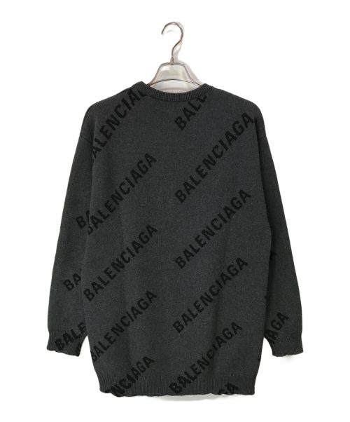BALENCIAGA（バレンシアガ）BALENCIAGA (バレンシアガ) ALLOVER LOGO CREW NECK KNIT グレー サイズ:XSの古着・服飾アイテム