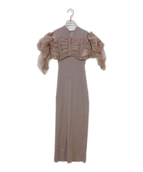 Snidel（スナイデル）Snidel (スナイデル) チュールボレロリブニットワンピース ピンク サイズ:Freeの古着・服飾アイテム