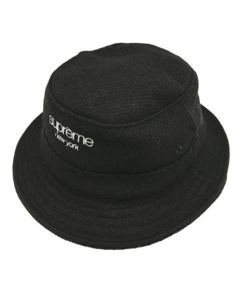 SUPREME（シュプリーム）SUPREME (シュプリーム) Harris Tweed (ハリスツイード) 21FW Classic Logo Crusher バケットハット ブラック サイズ:SMALL/MEDIUMの古着・服飾アイテム