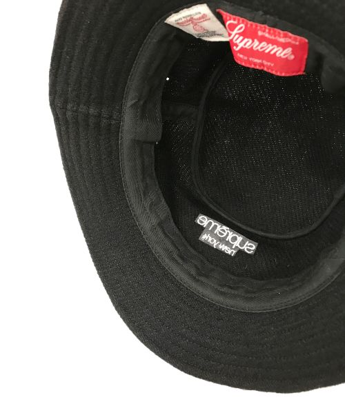 SUPREME（シュプリーム）SUPREME (シュプリーム) Harris Tweed (ハリスツイード) 21FW Classic Logo Crusher バケットハット ブラック サイズ:SMALL/MEDIUMの古着・服飾アイテム