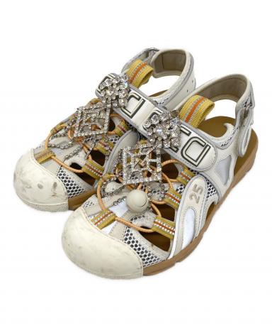 中古・古着通販】GUCCI (グッチ) レザー メッシュ ビジュー ベルクロ