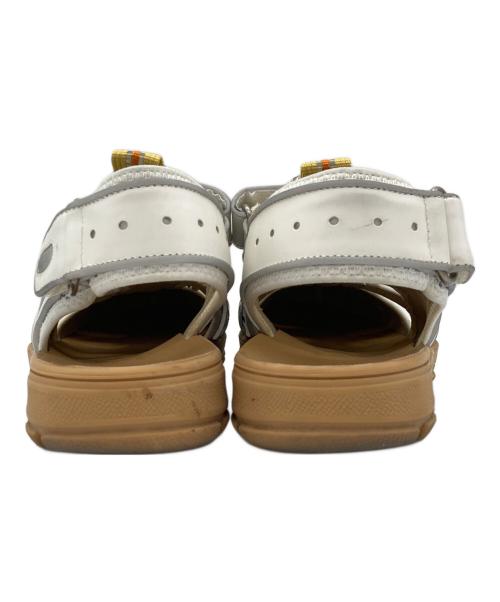 GUCCI（グッチ）GUCCI (グッチ) レザー メッシュ ビジュー ベルクロ サンダル ホワイト×ベージュ サイズ:36の古着・服飾アイテム