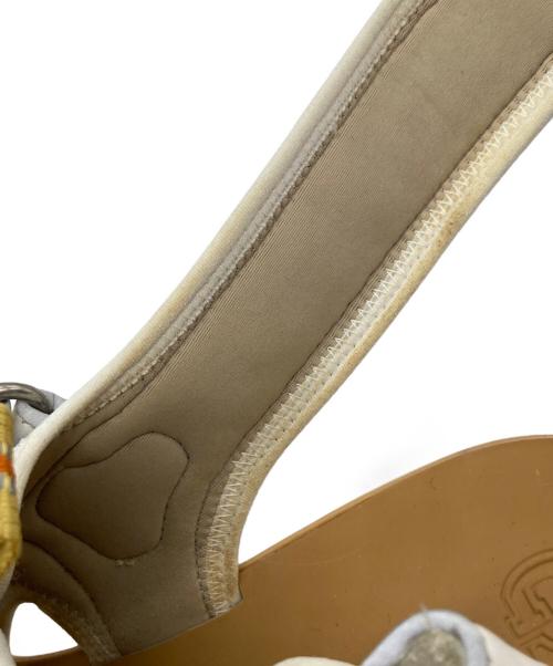 GUCCI（グッチ）GUCCI (グッチ) レザー メッシュ ビジュー ベルクロ サンダル ホワイト×ベージュ サイズ:36の古着・服飾アイテム