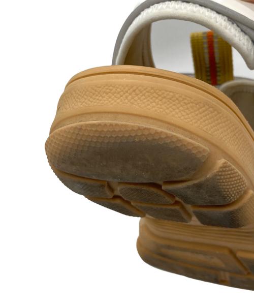 GUCCI（グッチ）GUCCI (グッチ) レザー メッシュ ビジュー ベルクロ サンダル ホワイト×ベージュ サイズ:36の古着・服飾アイテム