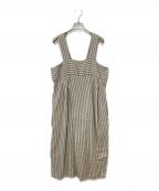 KAPITALキャピタル）の古着「リネンストライプサロペット」｜ベージュ×ブルー