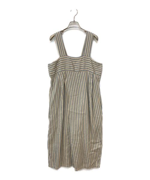 KAPITAL（キャピタル）KAPITAL (キャピタル) リネンストライプサロペット ベージュ×ブルーの古着・服飾アイテム