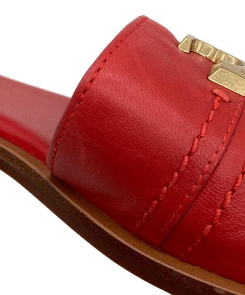 TORY BURCH（トリーバーチ）TORY BURCH (トリーバーチ) エブリー スライド レザー サンダル レッド サイズ:8Mの古着・服飾アイテム