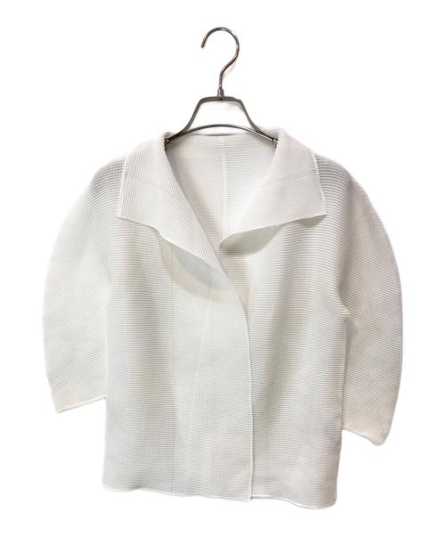 ISSEY MIYAKE me（イッセイ ミヤケ ミー）ISSEY MIYAKE me (イッセイ ミヤケ ミー) ワッフルプリーツカーディガン ホワイト サイズ:-の古着・服飾アイテム