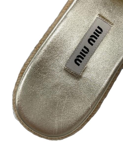 MIU MIU（ミュウミュウ）MIU MIU (ミュウミュウ) グリッター エスパドリーユ ブラウン サイズ:37 1/2の古着・服飾アイテム