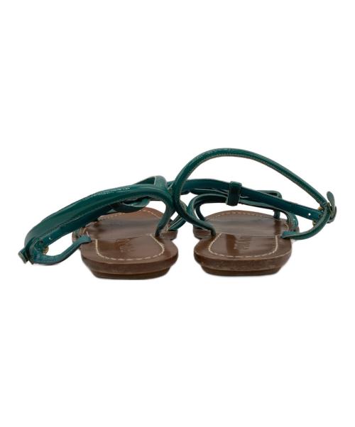 PRADA（プラダ）PRADA (プラダ) ウッドソール サンダル グリーン×ブラウン サイズ:37 1/2の古着・服飾アイテム